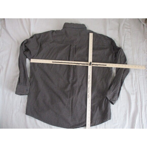 Woolrich Mens XL Shirt Button Up Logo Pocket Long Sleeve Brown White Cotton - Picture 9 of 11